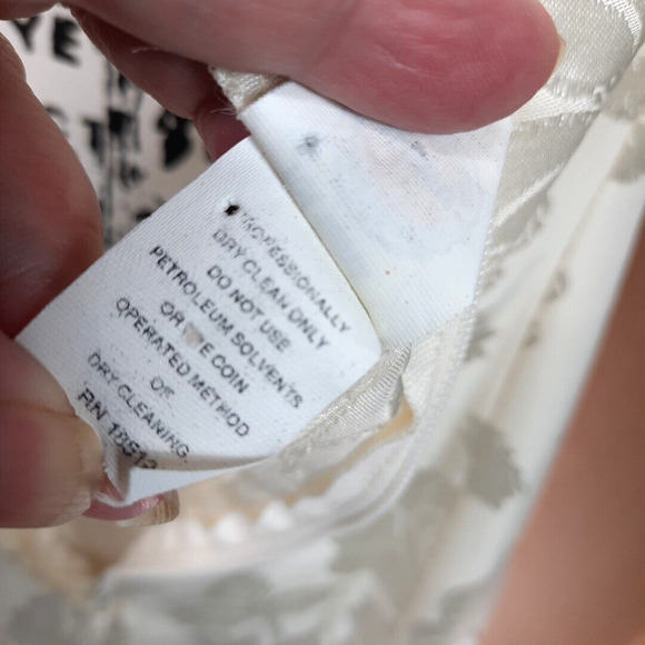 Vintage 80s Satin Chiffon Puff Sleeve Drop Waist Dress Size 16 Formal Wedding - Picture 15 of 16